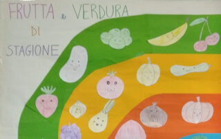 Disegno di un bambino rappresentante la frutta di stagione