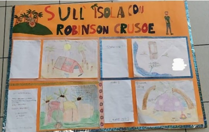 Disegni di bambini, isola deserta