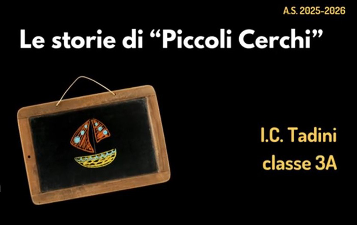 copertina le storie di piccoli cerchi ic tadini classe 3a con i disegno di lavagna su cui è disegnata una barca