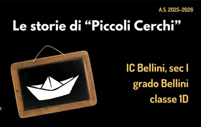 copertina piccoli cerchi ic bellini classe 1d. immagine di lavagna con barchetta