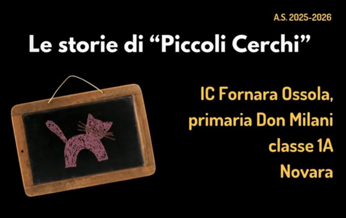 copertina piccoli cerchi ic fornaro ossola don milani classe 1a novara con disegno di lavagna