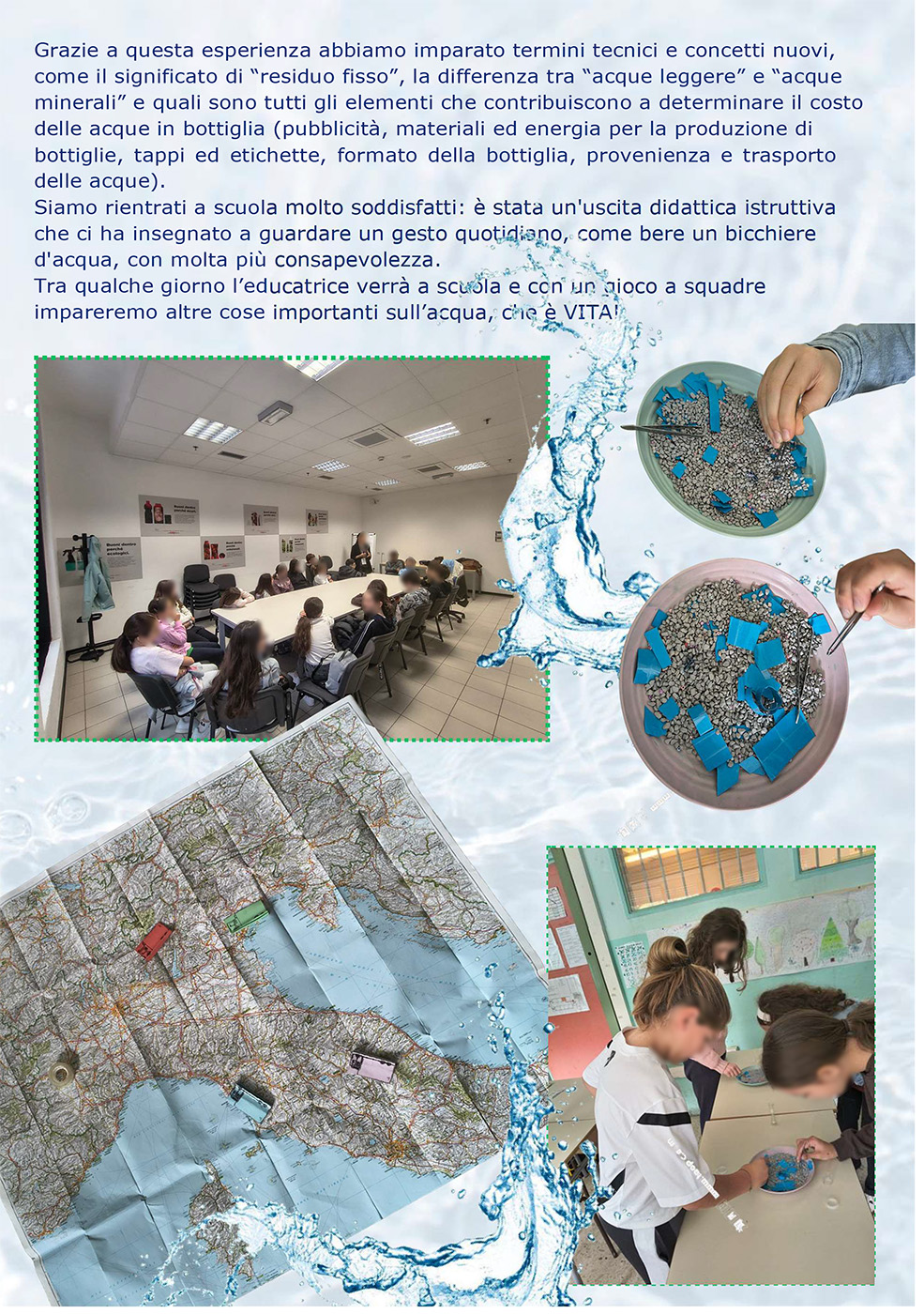 progetto acqua è vita con immagini di bambini e cartellone