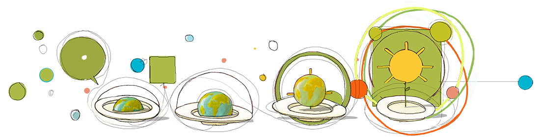 disegno di piatti, Sole e pianeta Terra disegno di piatti, Sole e pianeta Terra