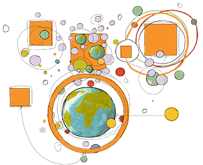 disegno di pianeta Terra e cerchi disegno di pianeta Terra e cerchi
