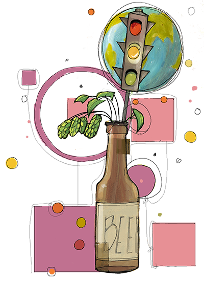 Disegno bottiglia di birra contente un semaforo Disegno bottiglia di birra contente un semaforo